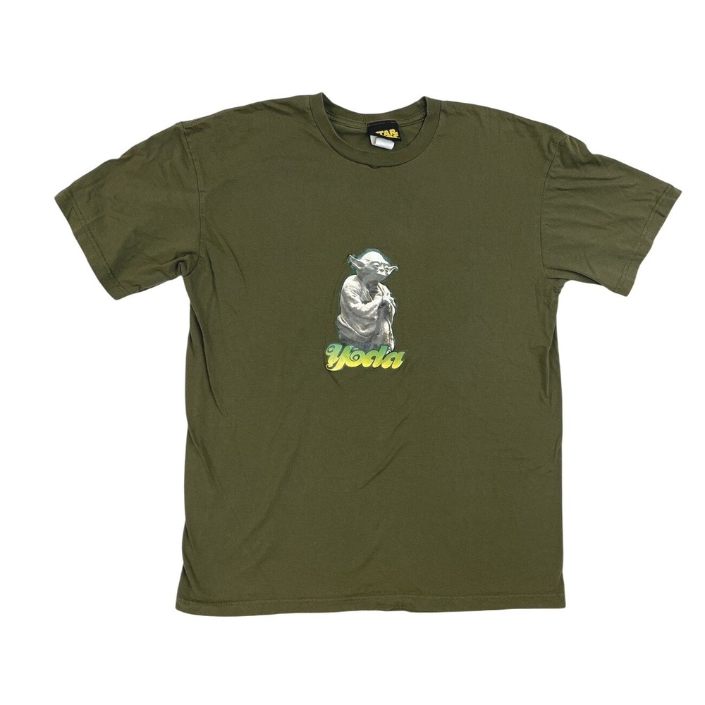 Vintage 90s Star Wars Yoda Solo Jedi Movie Art Green T Shirt Large